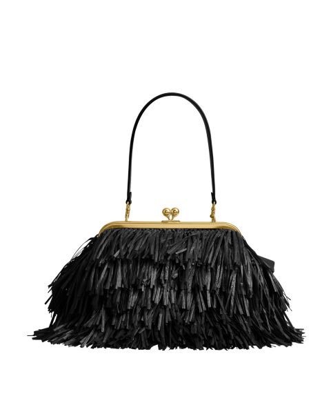 Женские COACH Kiss-Lock Large Straw Frame Shoulder Handbag