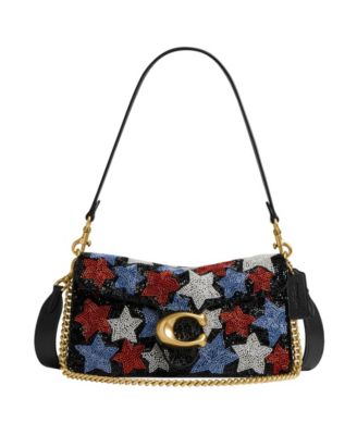 COACH Tabby Medium Leather Americana Star Beaded Shoulder Handbag