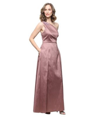 gold ruched dress Avril Metallic One Shoulder Ruched Dress main image 1
