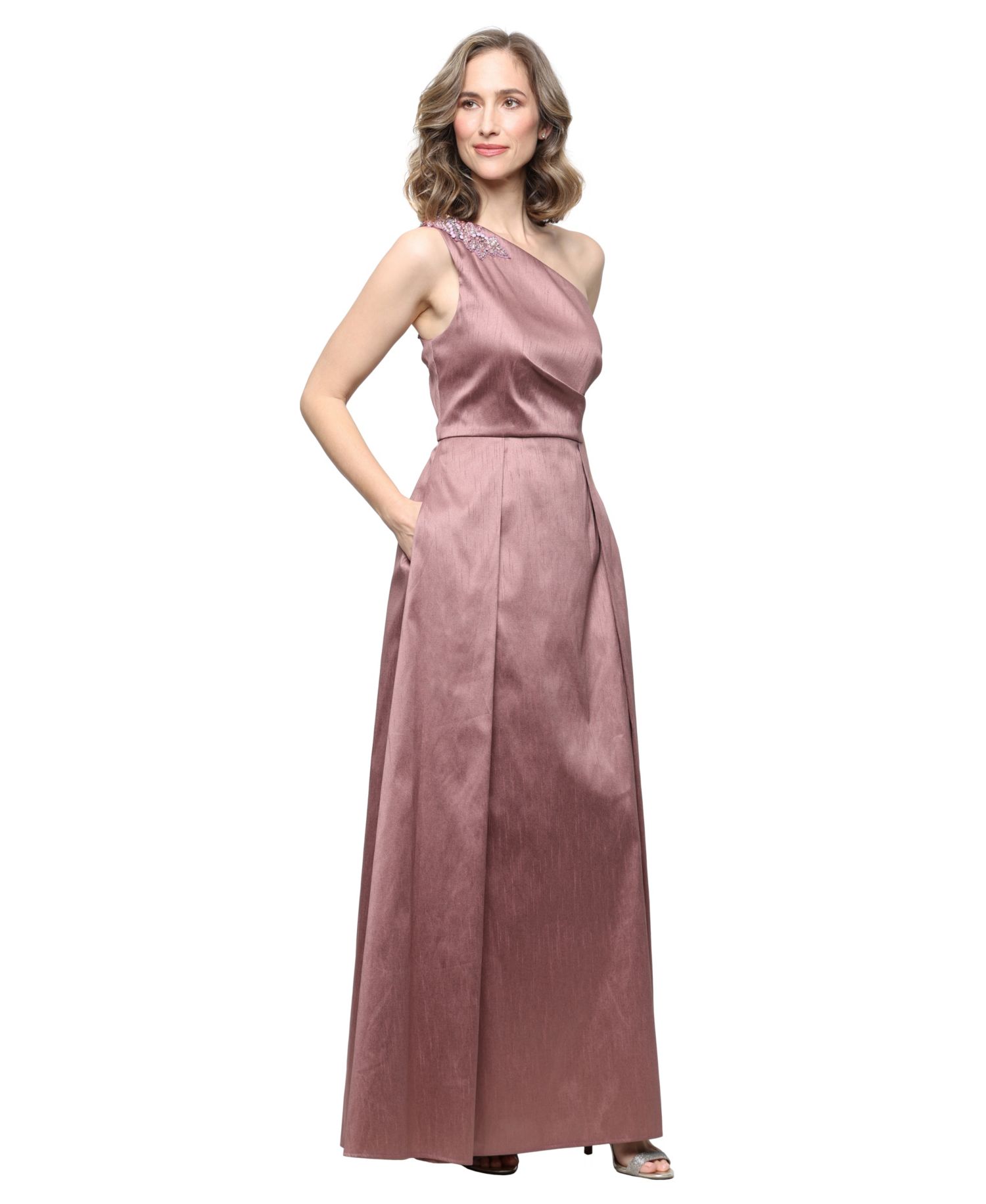 Women's One-Shoulder Shantung Dress