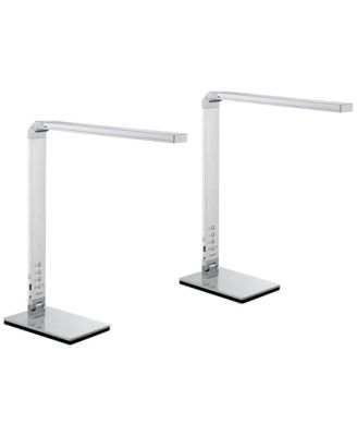 Jett 16 1/2" High Small Modern Desk Lamps Set of 2 USB Port Night Light LED Silver Metal Home Office Charging