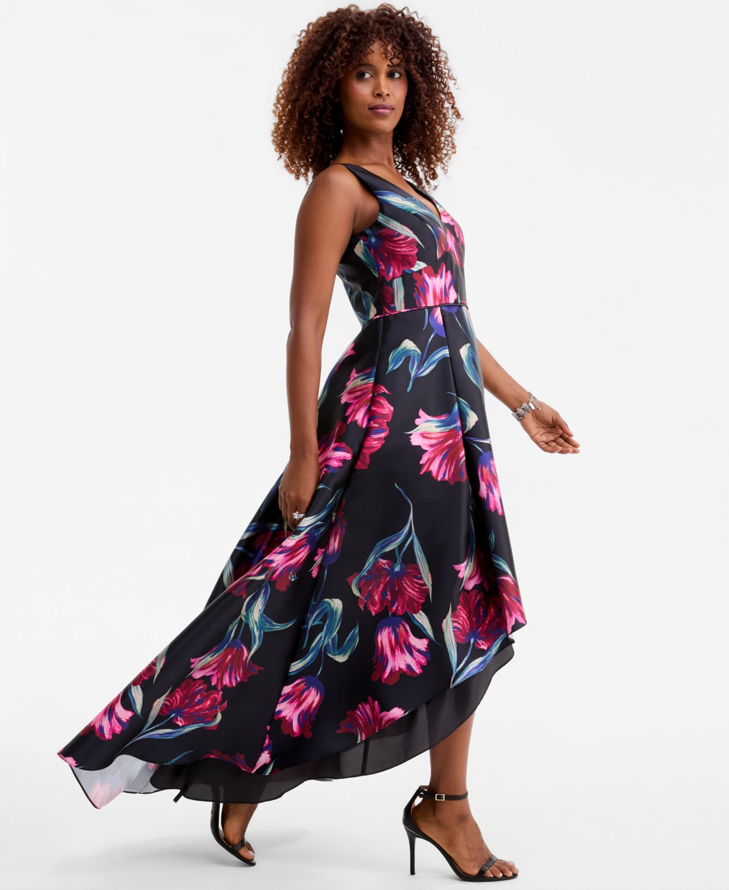 Women's Printed Sleeveless Midi Dress