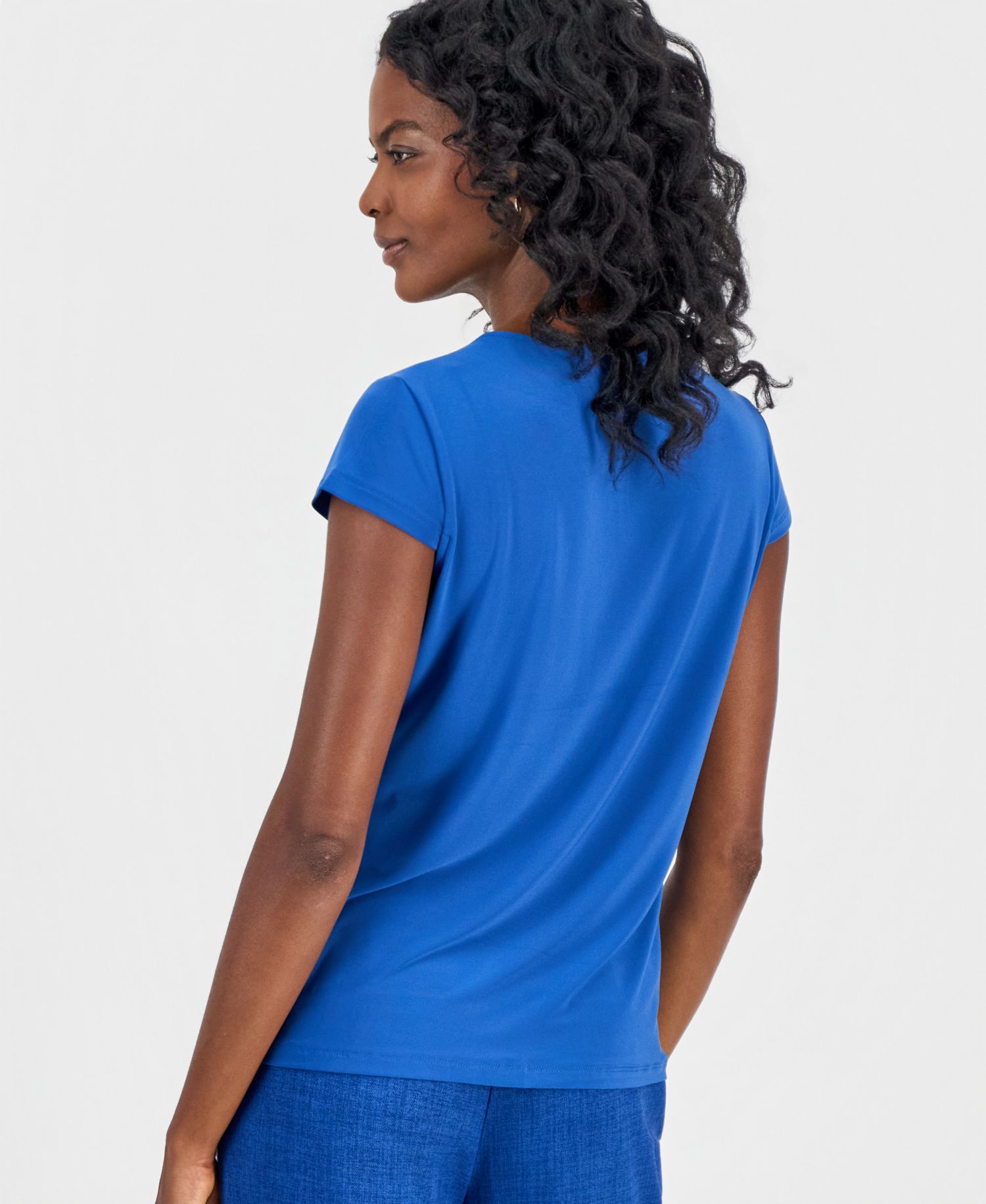 Women's Cowl-Neck Cap-Sleeve Blouse