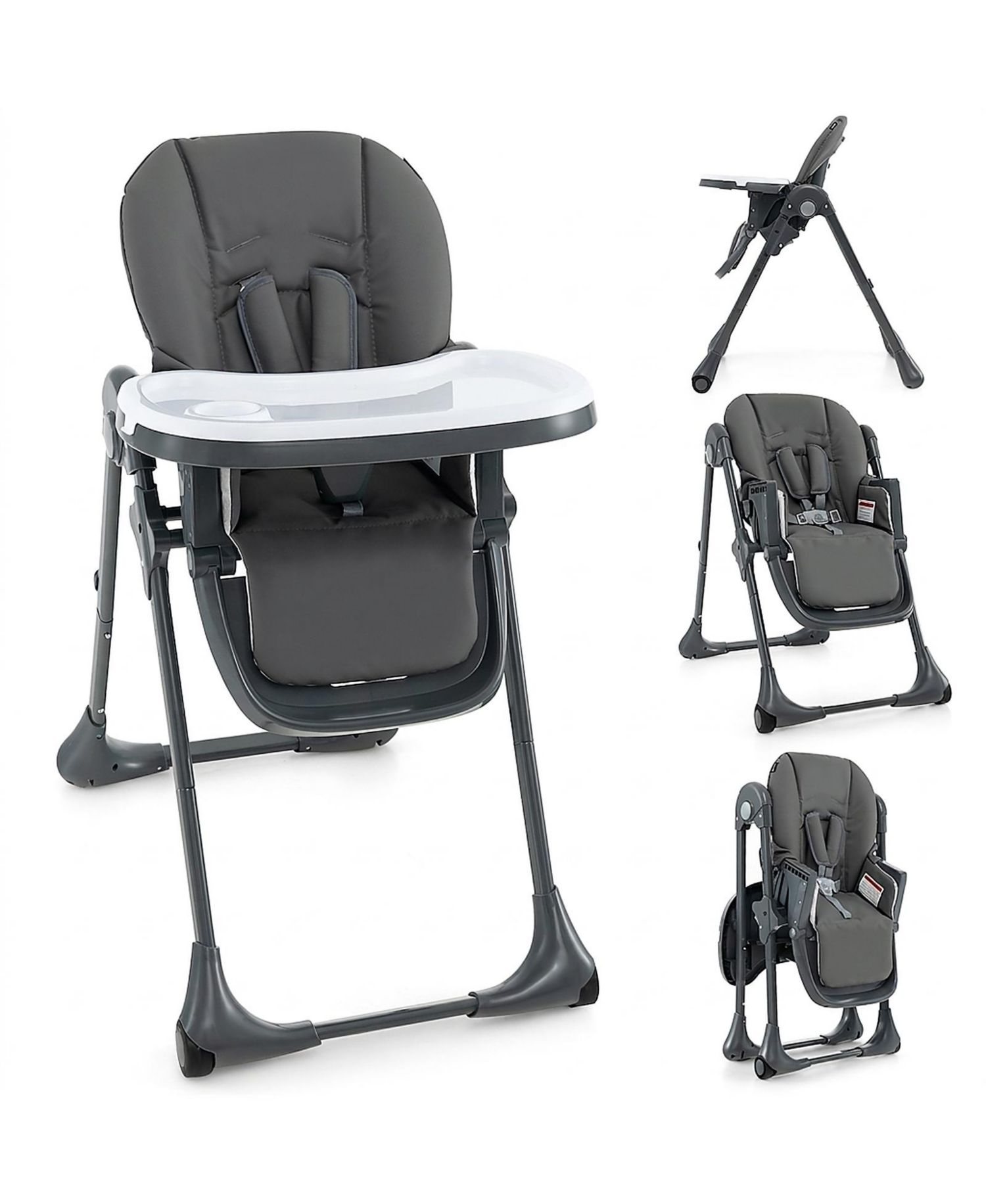 Baby 3-in-1 Convertible High Chair with 7 Heights and Dual Food Tray