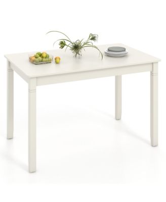 Wooden Dining Table for 4 People w/ Rubber Wood Legs Rectangular Table