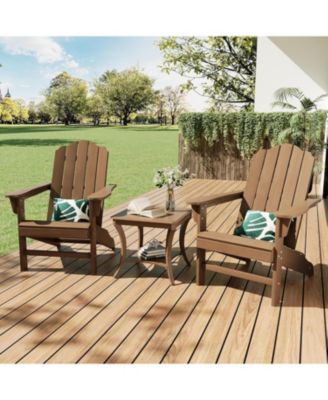 HDPE Adirondack Chair Set of 2, Durable Wood Grain Outdoor Patio Lounge Chairs for Garden, Deck, Backyard, Poolside