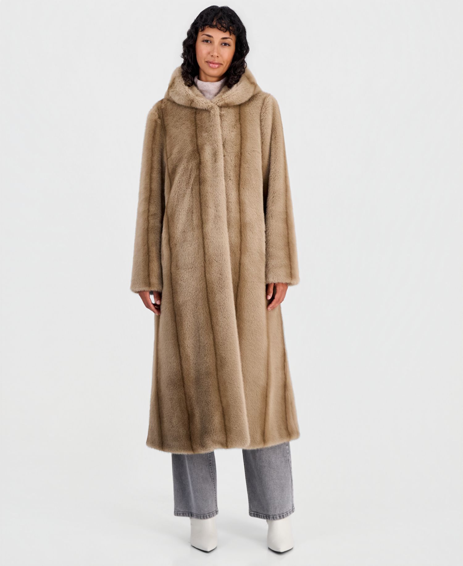 Women's Maxi Hooded Faux Fur Coat