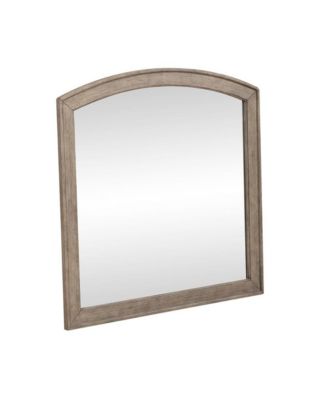 Arched Mirror with Dresser Mount 41" x 40"- Burnished Oak Wood Frame