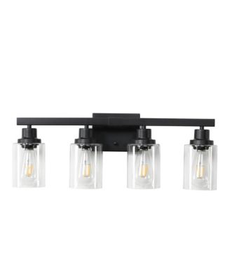  Modern  4 Light Bathroom Vanity Light Fixture Industrial Wall Sconce with Clear Glass Shades No Bulbs