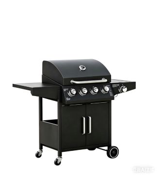 4+1 Burner Liquid Propane Gas Grill with Side Burner, Wheels and Storage Cabinet