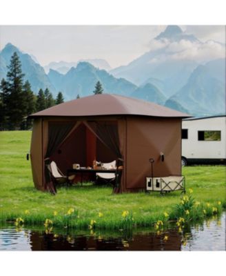 11.8Feet Pop Up Gazebo Tent with 6 Removable Wind Panels for Outdoor Events, Camping, Patio, Backyard