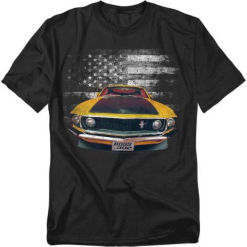 Мужская футболка Mustang Ford Boss USA, цвет: Чёрный