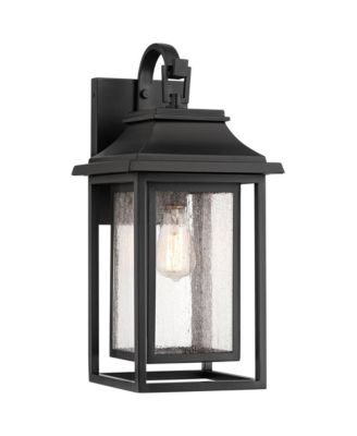 Cecile 21.25 High Mission Outdoor Wall Light Fixture Mount Porch House Box Lantern Weatherproof Black Clear Glass Shade