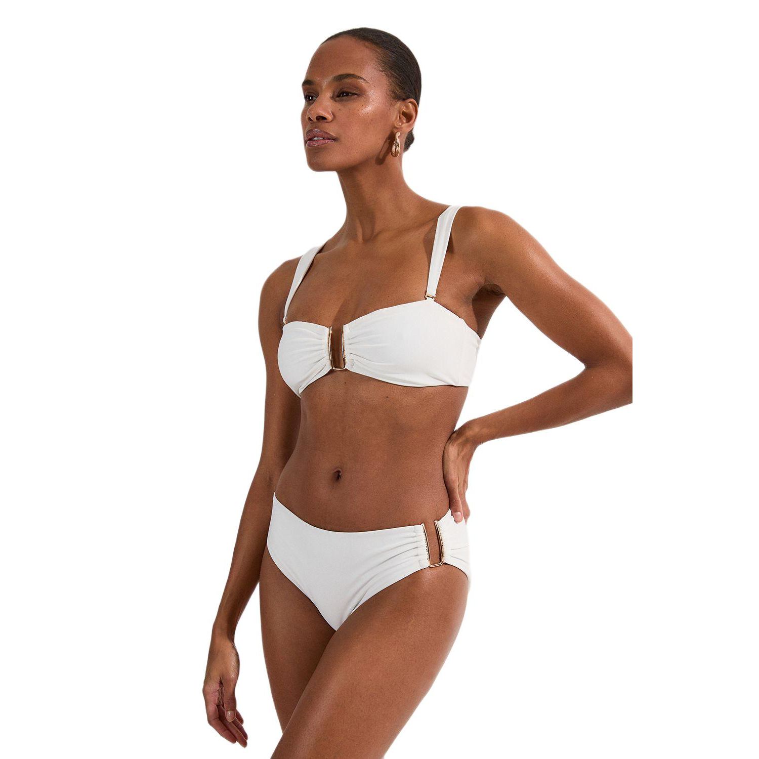 Women's Detachable Strap Gold Trim Bikini Top