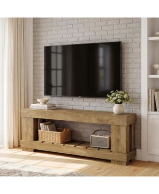 TV Stand for up to 70 inch, 2-Tier Modern Entertainment Center with Open Storage Shelf