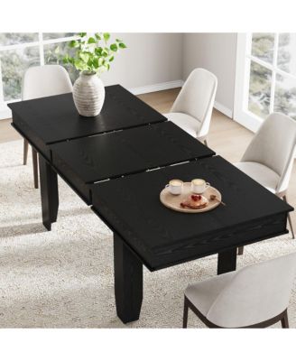 Extendable Dining Table for 6-10, Farmhouse Rectangular Kitchen Table with Butterfly Leaf, MDF Frame, Easy Assembly