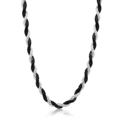 Stainless Steel, 24" Two-Tone 5mm Rope Chain
