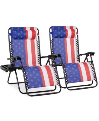 Set of 2 Extra Wide Zero Gravity Lounge Chair Recliners w/ Cup Holder