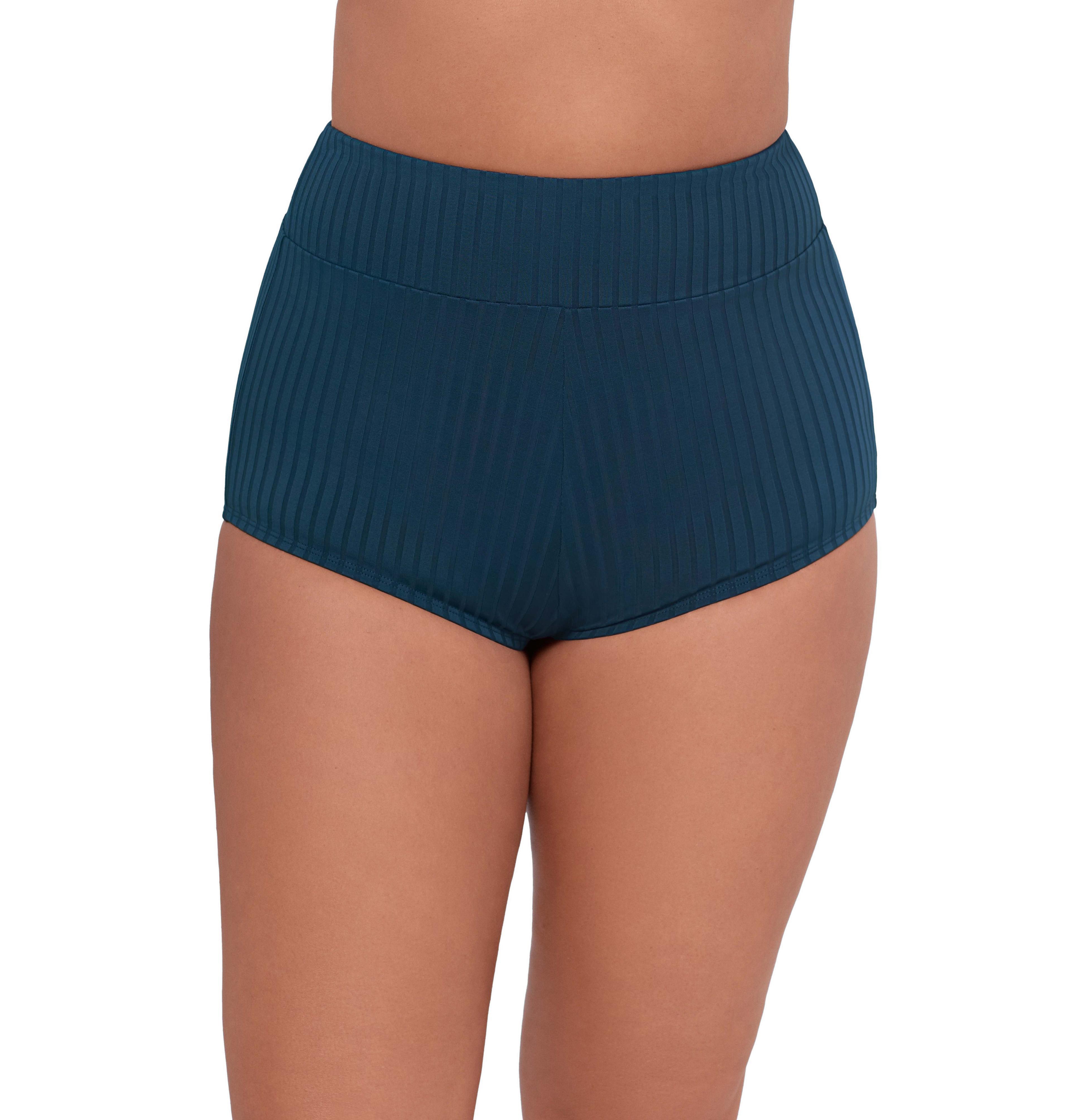S3 Apparel Women's Smoothing and Sculpting Ribbed Ultra High-Waist Swim Shorts