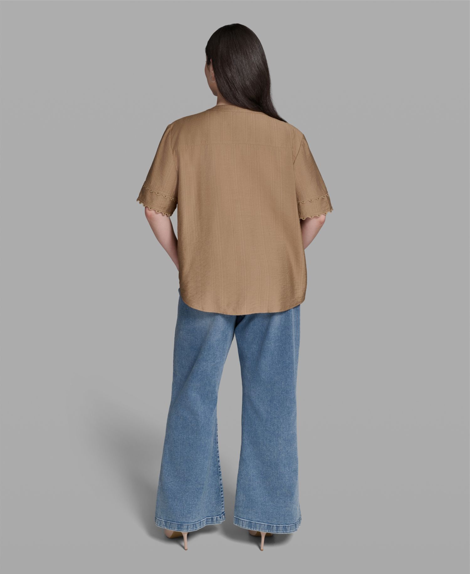 Plus Size Rayon-Blend V-Neck Top