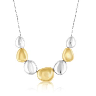 Polished Puffed Irregular-Shaped Two-Tone Necklace