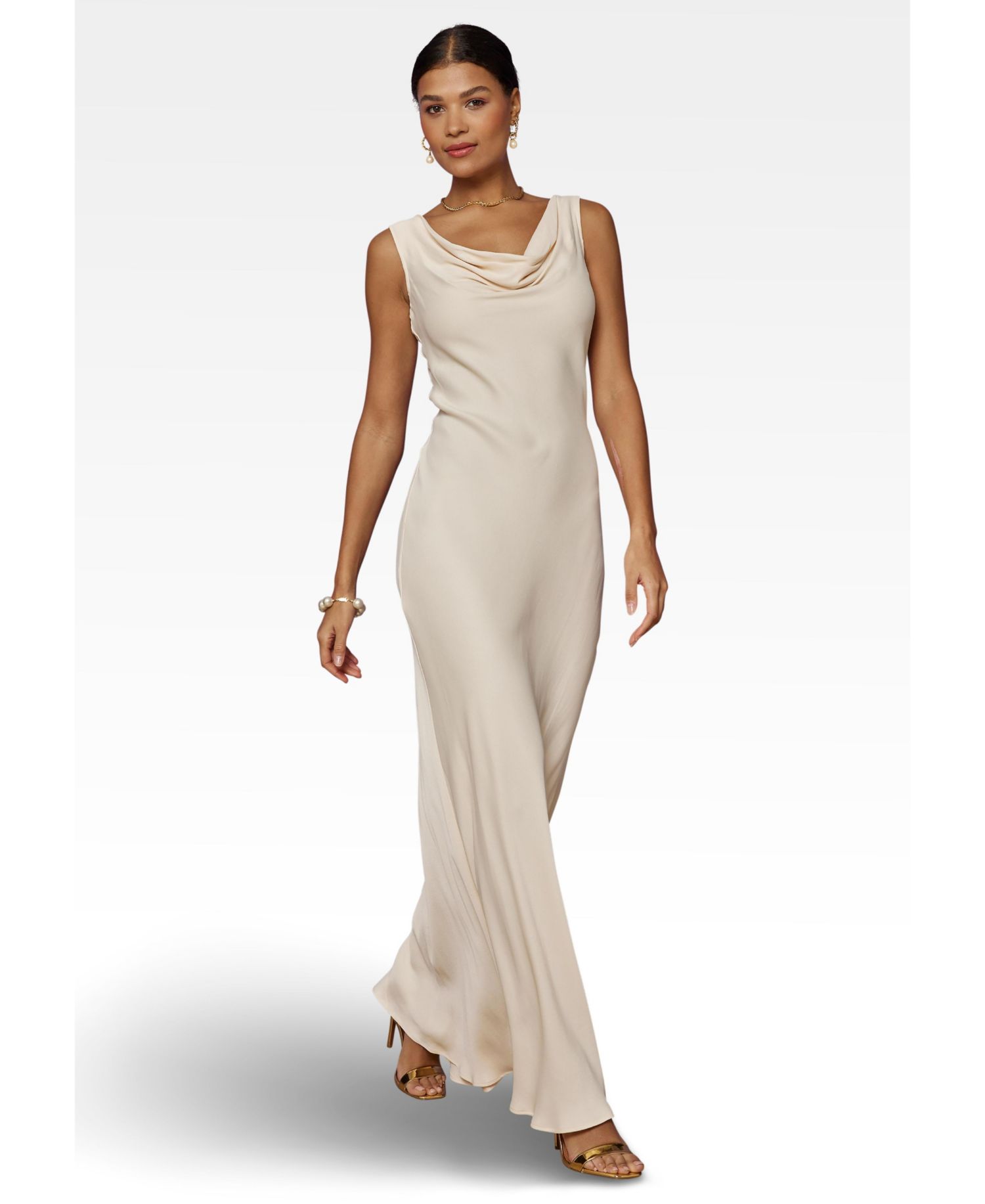 Women's Pandy Satin Cowl Bridesmaid Dress