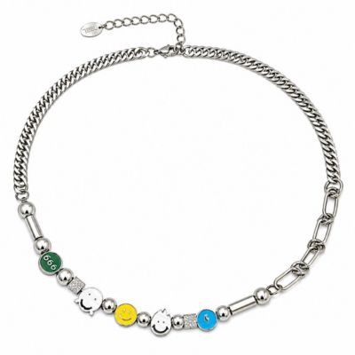 Rebl Jewelry Silver Smiley Charm Necklace - Silver 65$