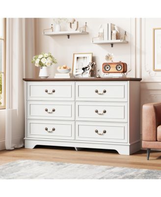 6 Drawer Dresser for Bedroom, 47" Wide Double Chest of Drawers, For Living Room, Hallway, Entryway