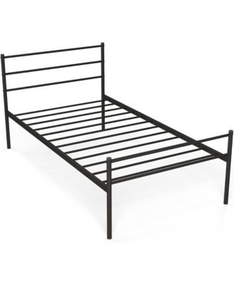Twin Size Metal Bed Frame Platform Mattress Foundation With Headboard