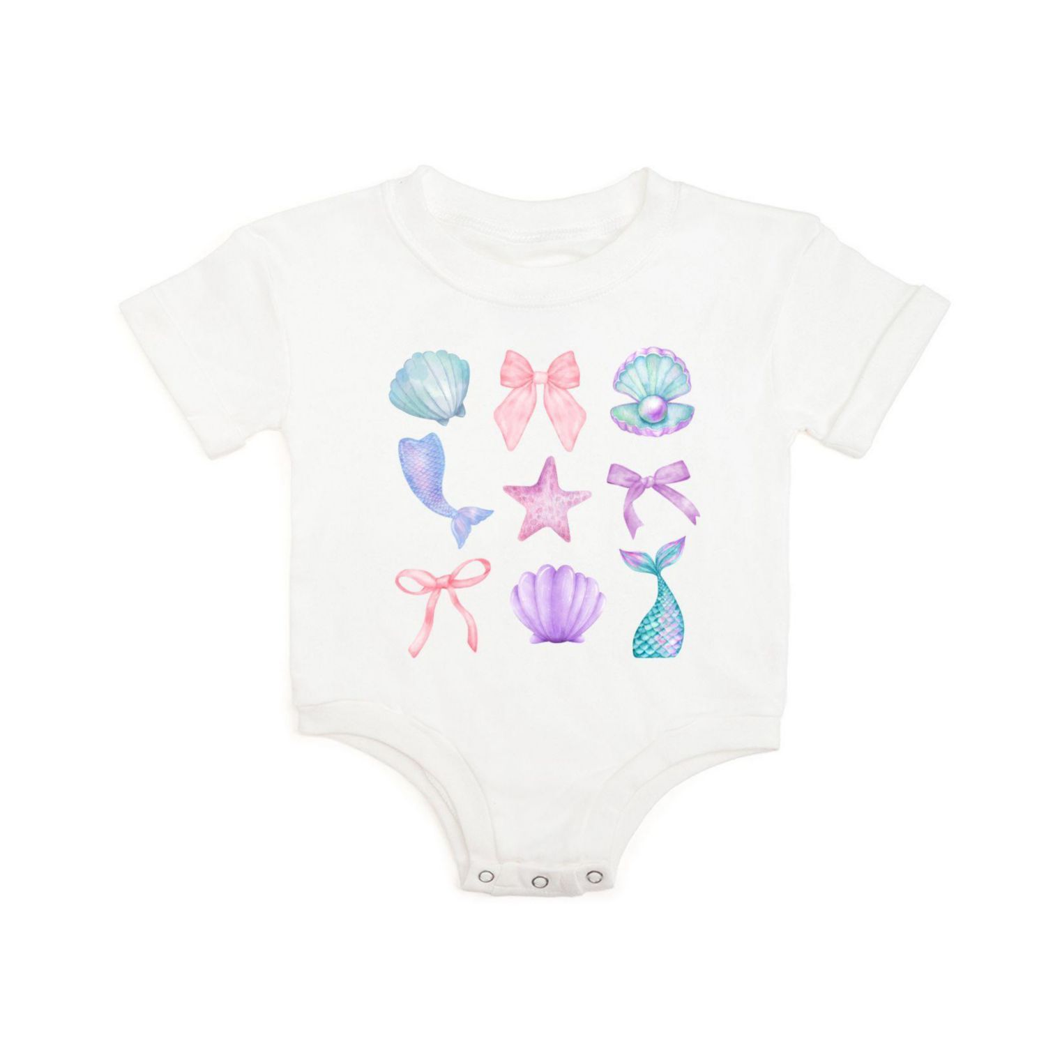 Baby Girls Mermaid Cutie Short Sleeve Romper