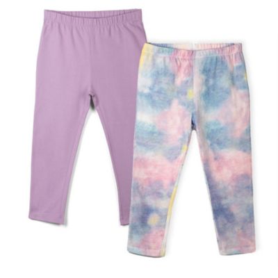 Mightly Toddler Girls Fair Trade Cotton Cropped Leggings 2 Pack - Rainbow tie dye 30$
