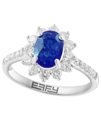 Sapphire (1-1/5 ct. t.w.) & Diamond (5/8 ct. t.w.) Ring in 14k White Gold