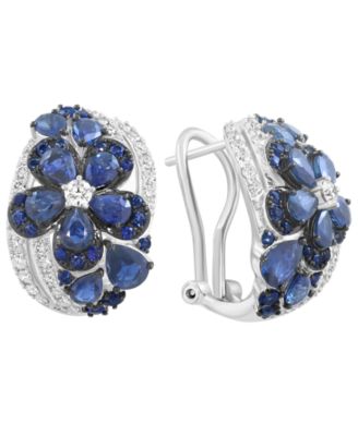 Sapphire (4-1/4 ct. t.w.) & Diamond (5/8 ct. t.w.) Earrings in 14k White Gold