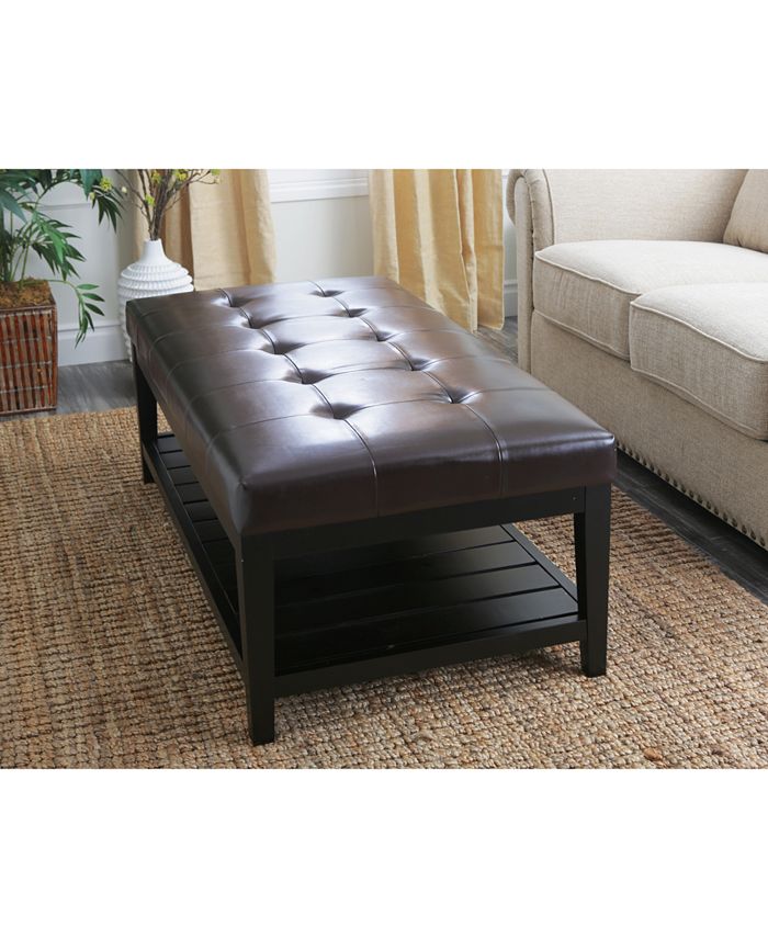 Abbyson Living Lorrin FauxLeather NailheadTrim Coffee Table Ottoman