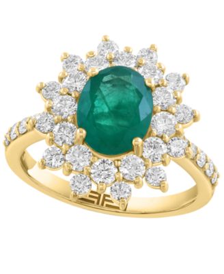 Emerald (1-1/2 ct. t.w.) & Diamond (1-1/4 ct. t.w.) Ring in 14k Yellow Gold
