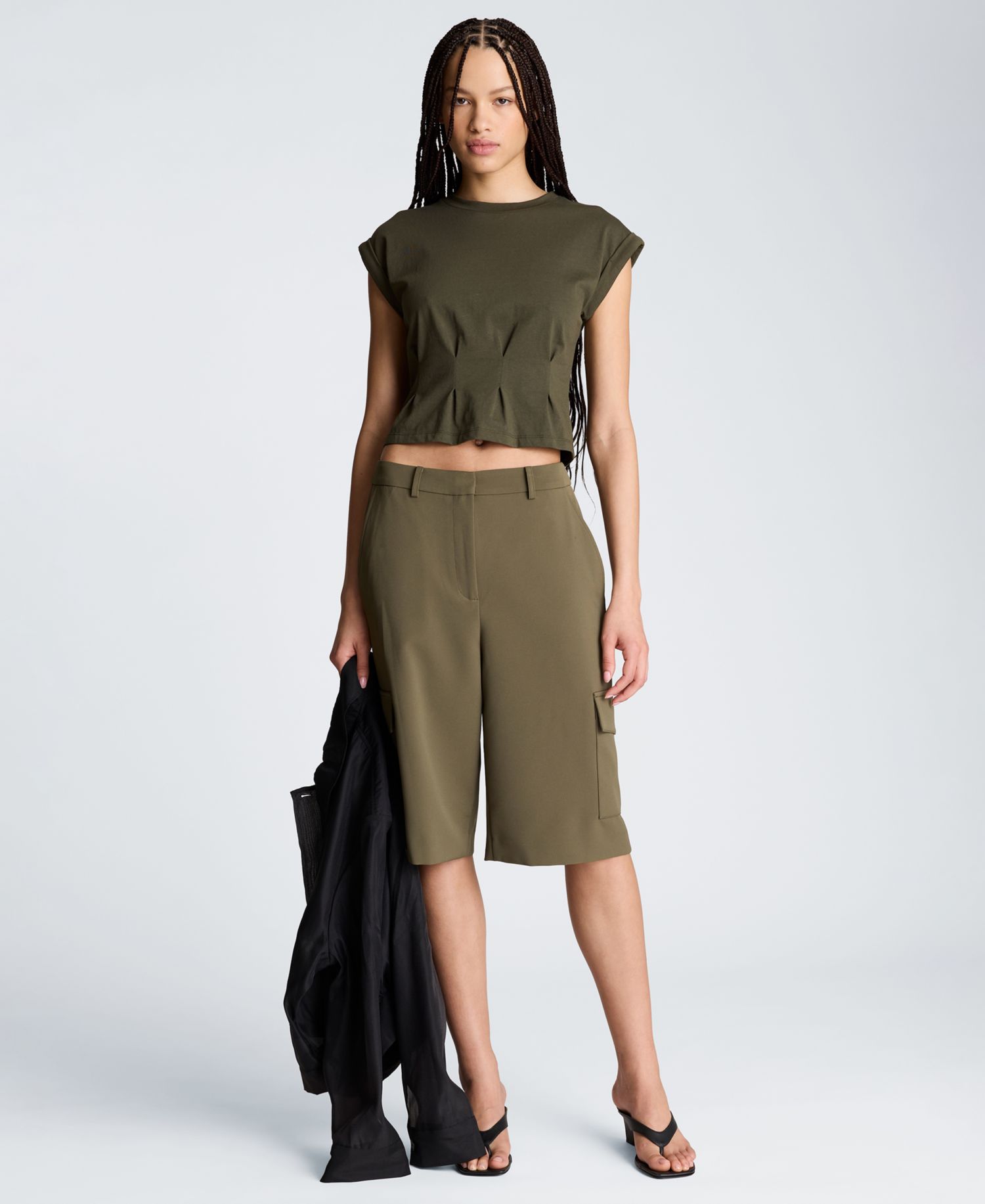 Women's Pleated Cotton T-Shirt