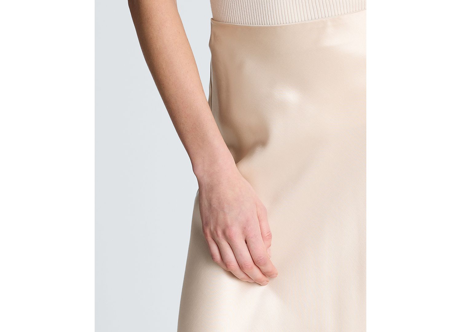 Women's Pull on Lace Trim Satin Midi Skirt