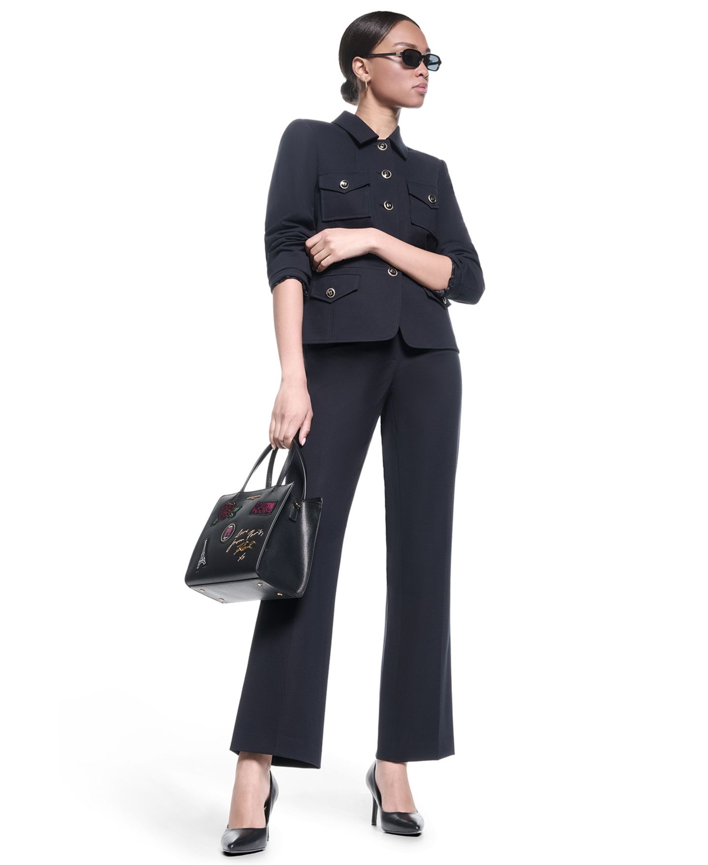 Женская куртка KARL LAGERFELD PARIS Cropped Collared Neck, цвет: Полуночный тёмно-синий — фото 7