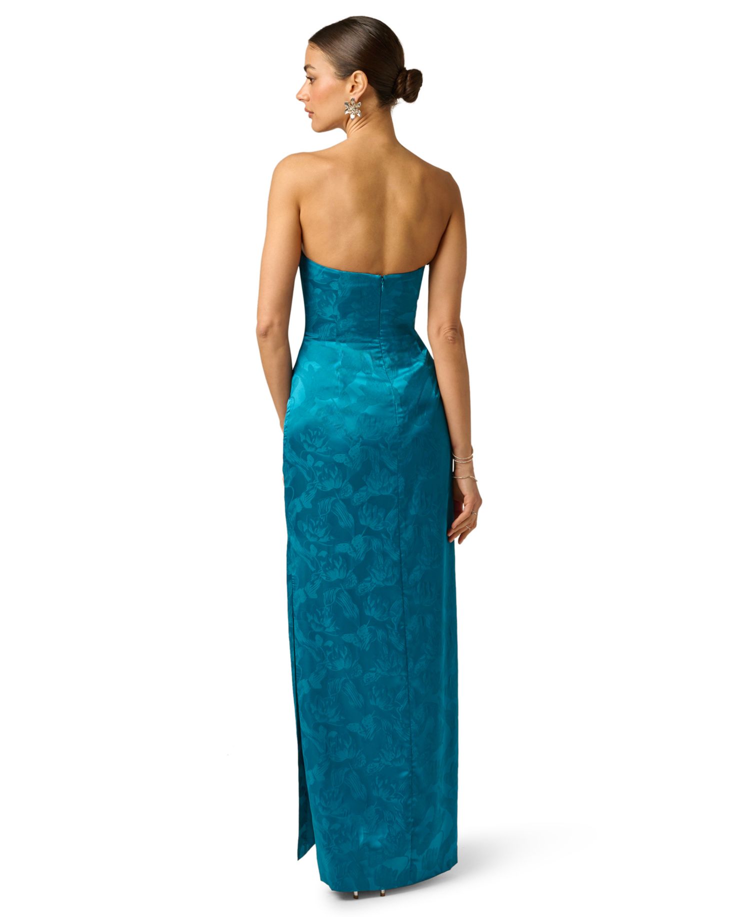 Women's Printed Strapless Pleated Dress