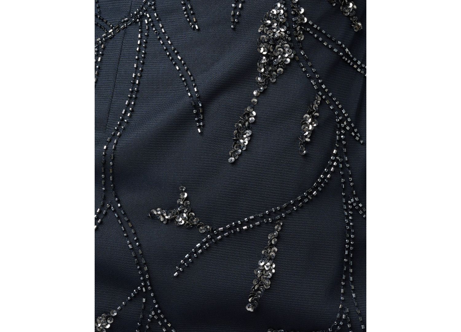 Women's Bead Mesh Illusion Boat Neck Gown
