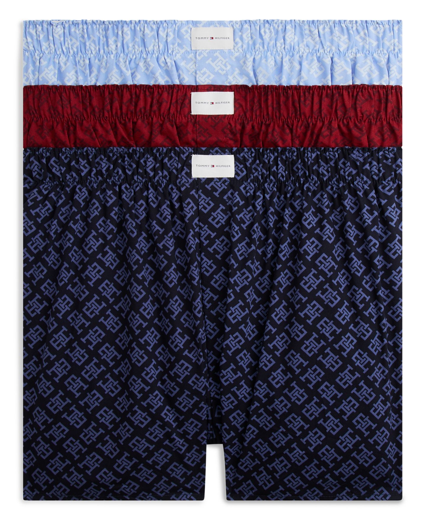 Трусы-боксеры Classics для мужчин, хлопок, 3 шт. — Tommy Hilfiger, цвет: Красный / Пустынный небесно-голубой с принтом — фото 1