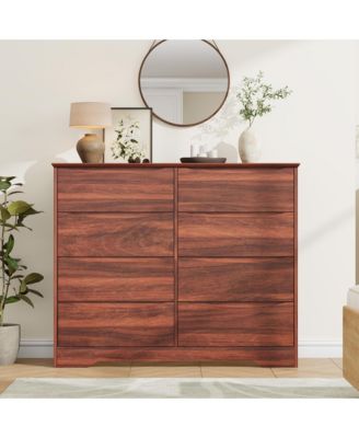 Tall 8-Drawer Wooden Dresser, Modern Storage Cabinet with Deep Drawers and Wide Top for Multi-Room Use