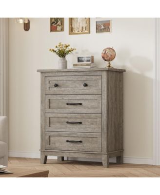 4 Dresser for Bedroom, 34.8" Tall Vertical Drawer Dresser with Large Storage, Freestanding Wooden Closet Chest for Bedroom, Living Room