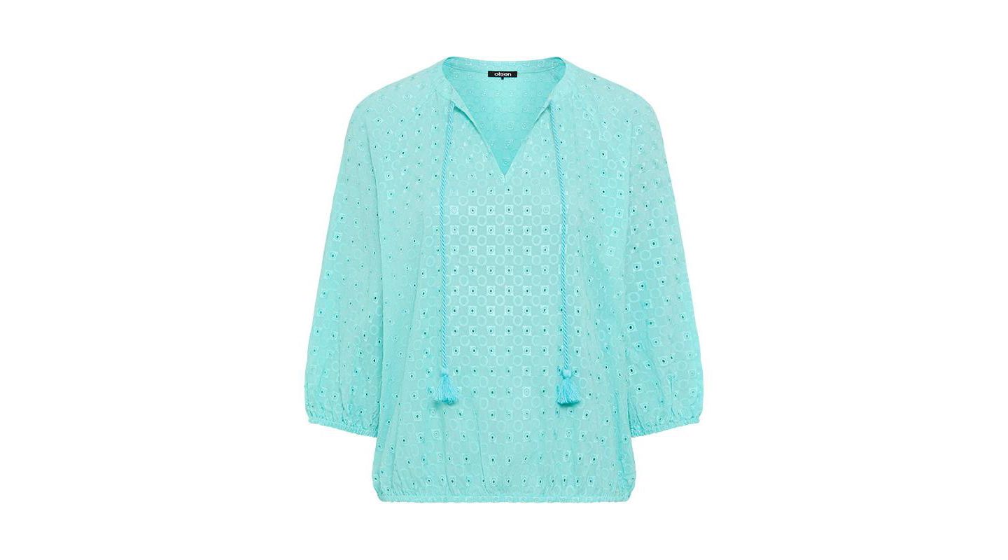 Женская блузка Olsen Eyelet Embroidered Tunic Blouse, цвет: Синий — фото 2
