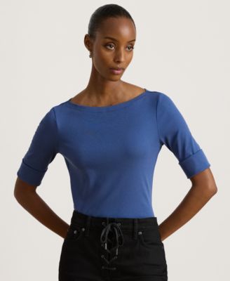 Stretch Cotton Boatneck T-Shirt