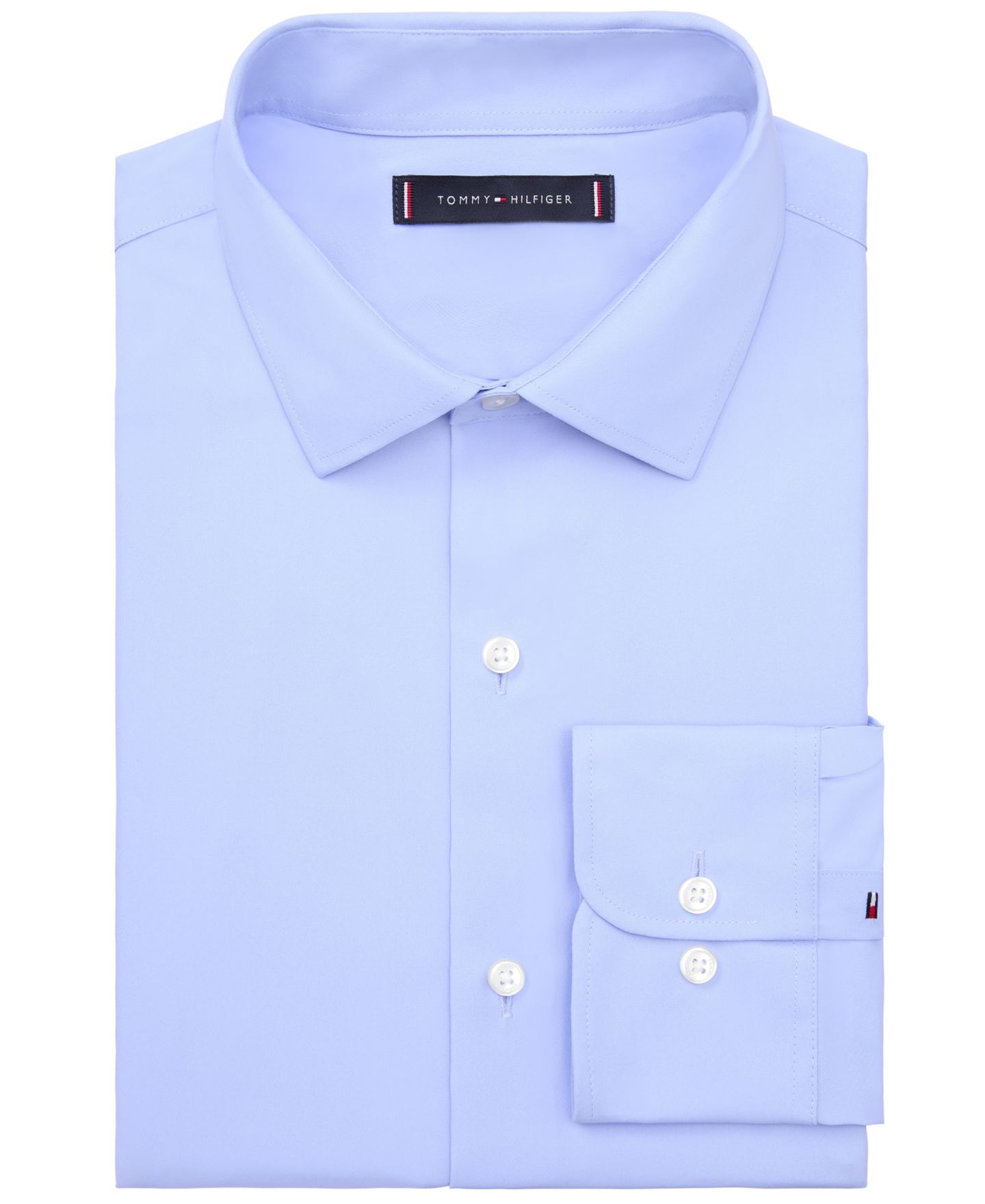 Мужская рубашка Tommy Hilfiger TH Tech Nylon Athletic Fit Dress Shirt, цвет: Синий — фото 4