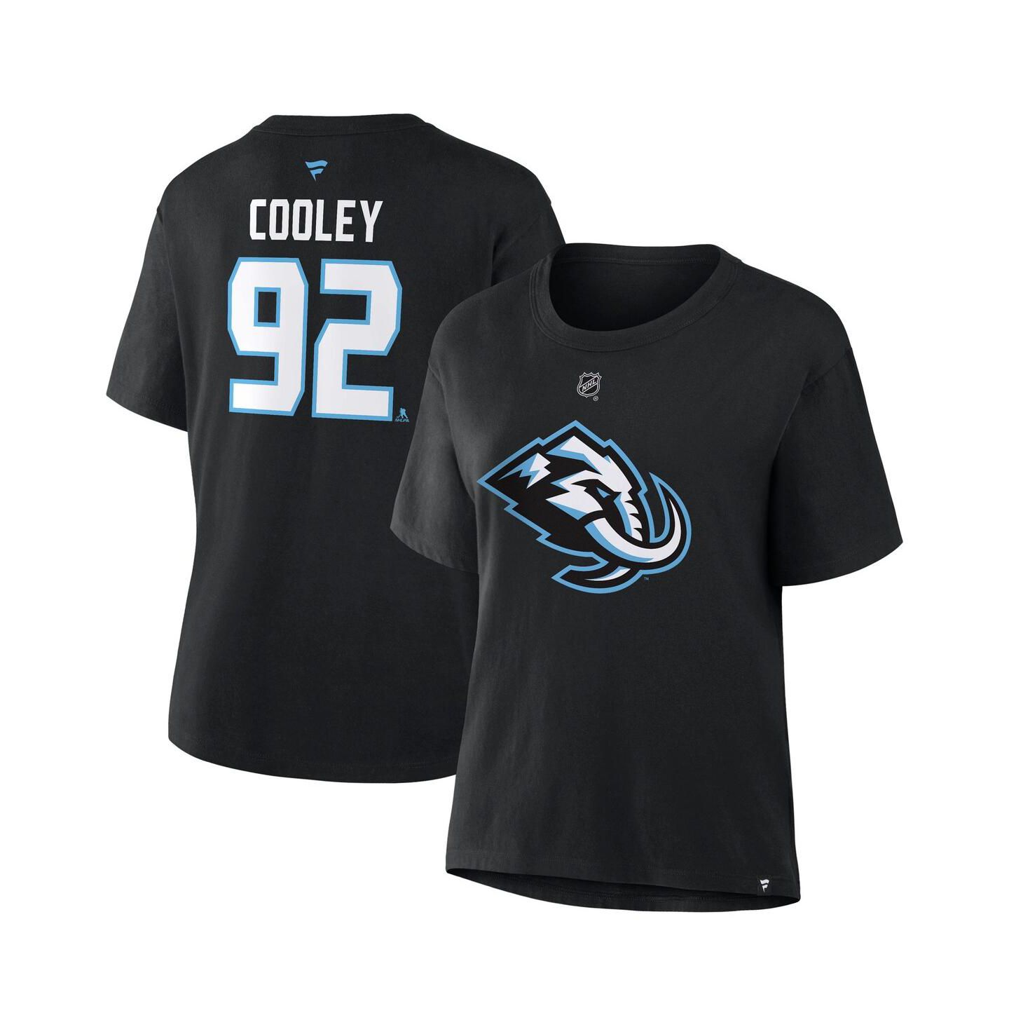 Женская футболка Fanatics Logan Cooley Black Utah Mammoth Authentic Stack Name & Number — фото 1