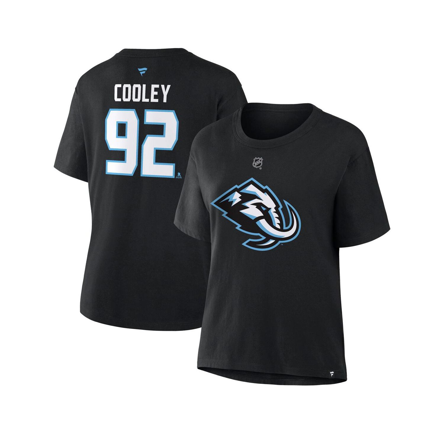 Women's Logan Cooley Black Utah Mammoth Authentic Stack Name & Number T-Shirt