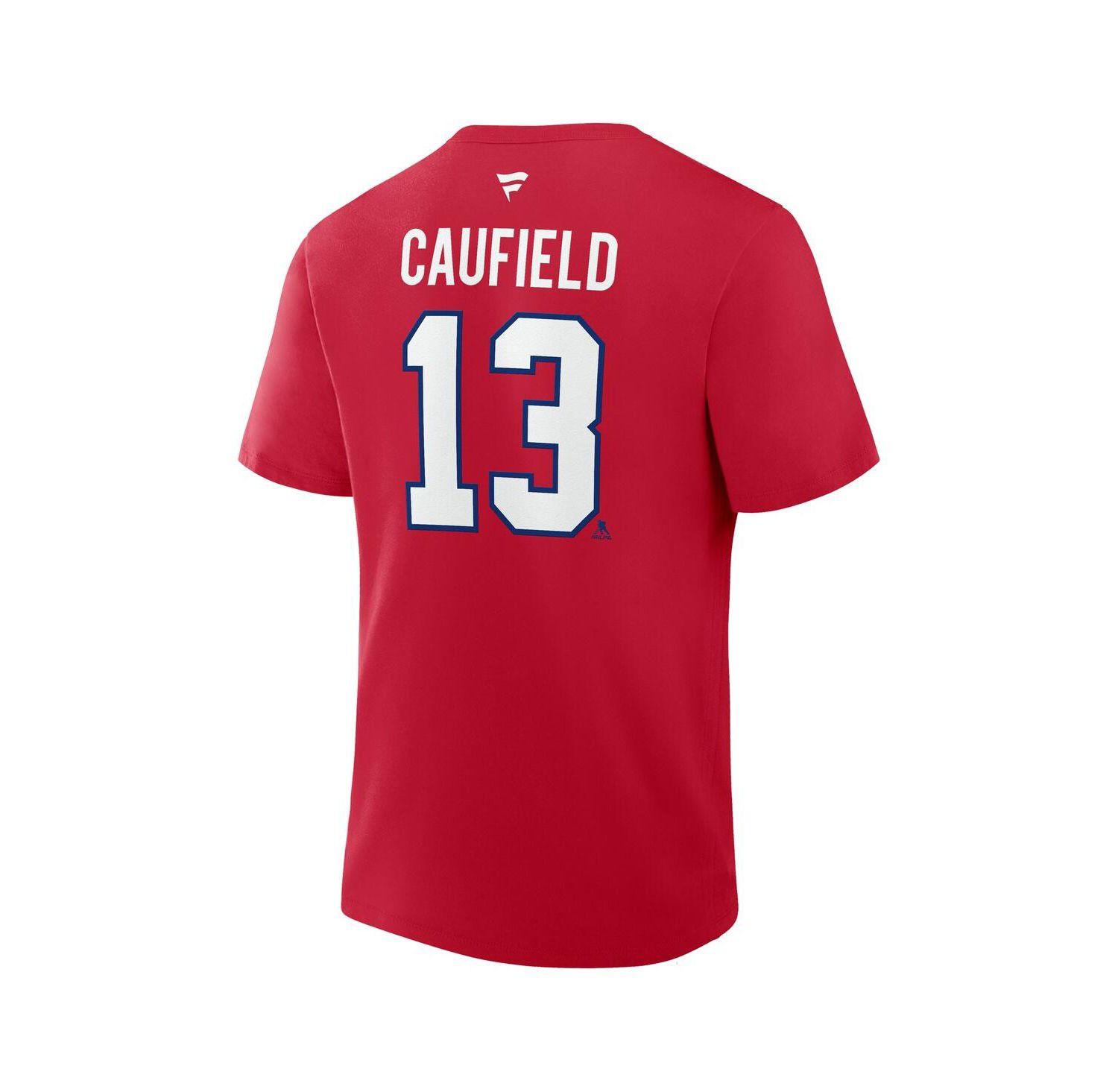 Men's Cole Caufield Red Montreal Canadiens Authentic Stack Name & Number T-Shirt
