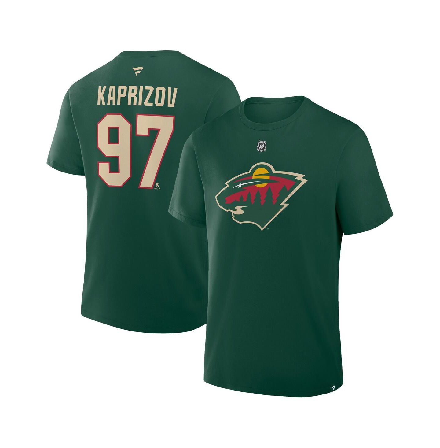 Мужская футболка Fanatics Kirill Kaprizov Green Minnesota Wild Authentic Stack Name & Number — фото 1